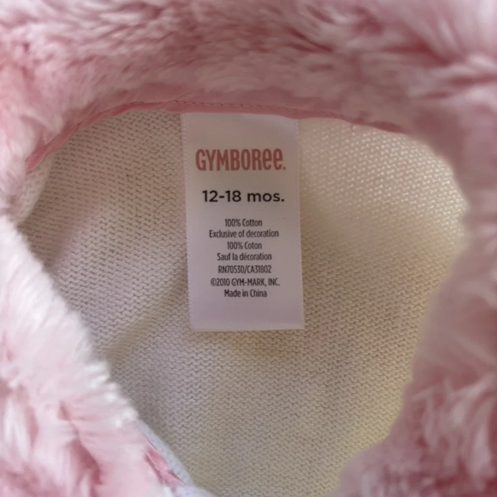 Gymboree Y2K Poodle Cardigan Sweater Girls 12-18 Months Ivory Pink Plush‎ Collar